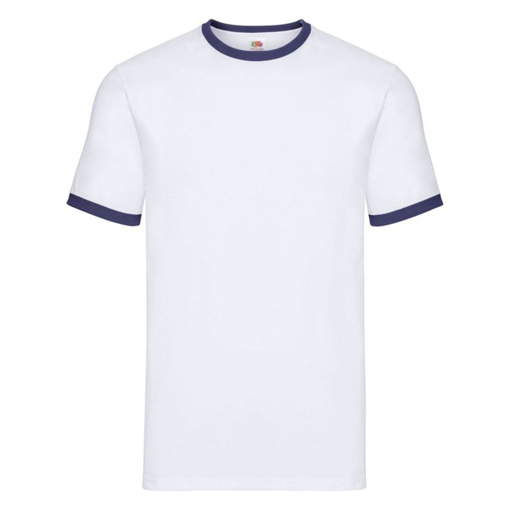 Fruit of the Loom Mens Ringer 160 T-Shirt / White/Navy